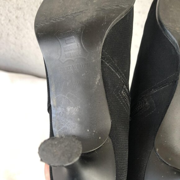 Stuart Weitzman Boots Womens Size 5 Black Gore-Tex Ankle Kitten Heel Pointed Toe - Picture 7 of 16